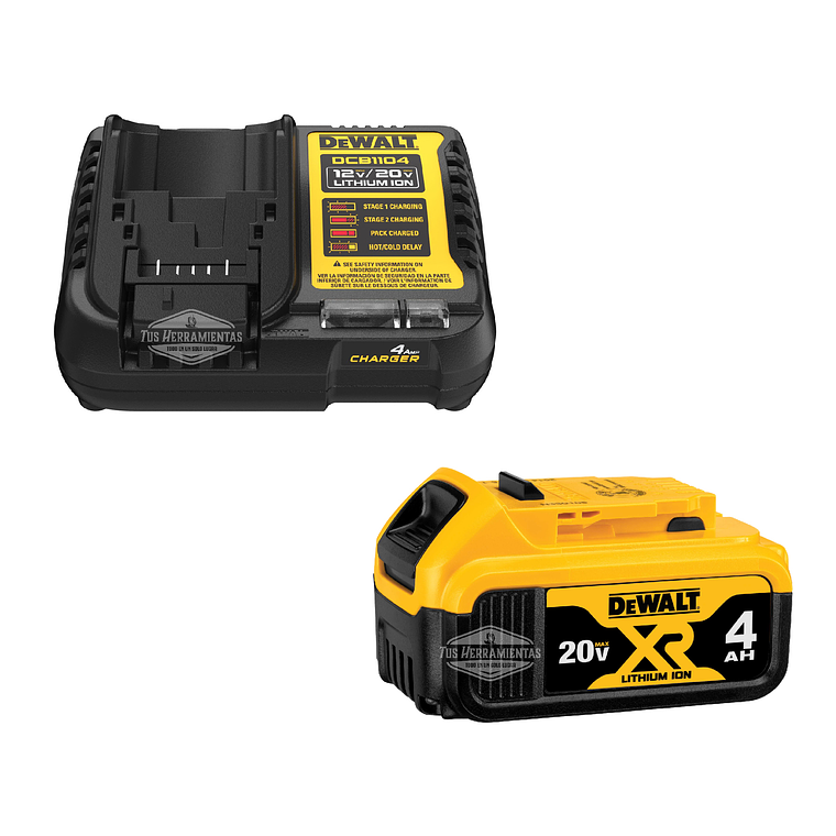 Kit Cargador Rápido Dcb1104 + Batería Xr 20v 4ah Dewalt 1