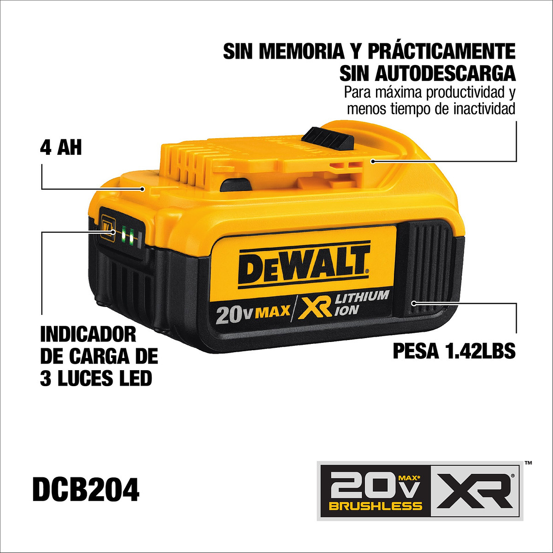 Kit Cargador Rápido Dcb1104 + Batería Xr 20v 4ah Dewalt 3