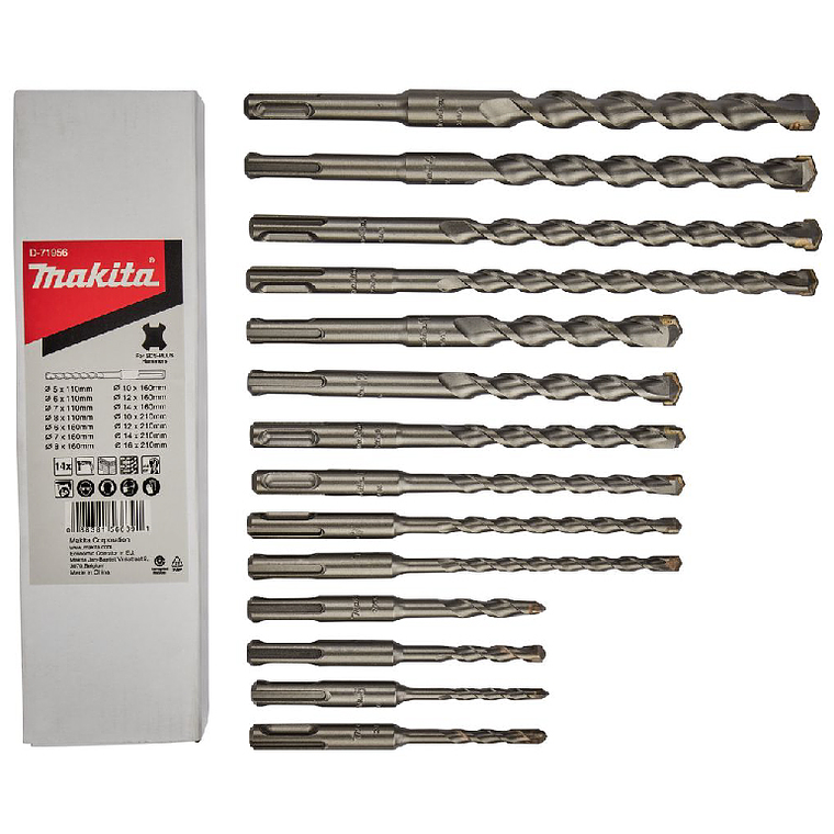 Set Brocas Sds Plus 14 Piezas Makita D-71956 1