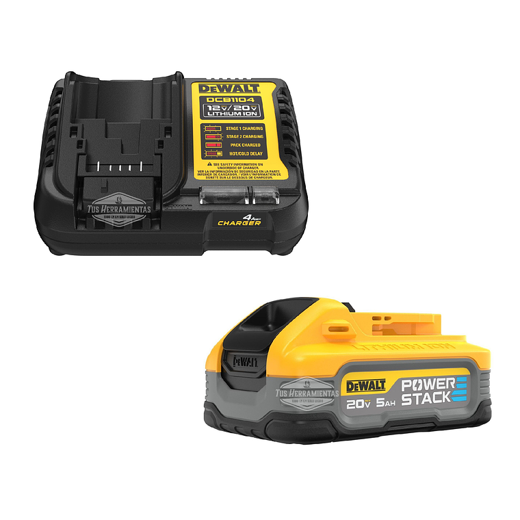 Cargador Dcb1104 + Bateria Power Stack 5 Ah 20v Dewalt 2
