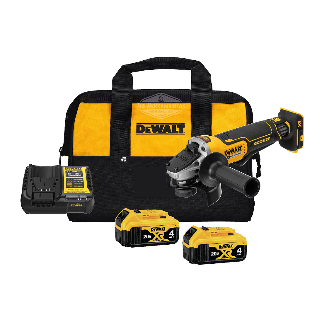 Esmeril Angular 4-1/2 20v + 2 Bat 4ah Dewalt Dcg413M2 1