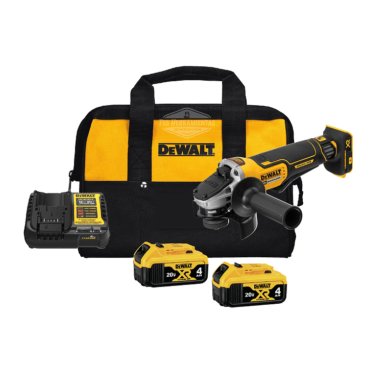 Esmeril Angular 4-1/2 20v + 2 Bat 4ah Dewalt Dcg413M2 1