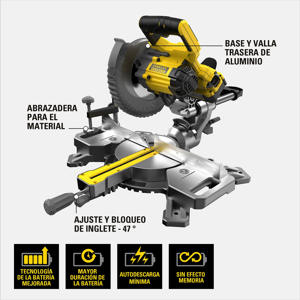 Sierra Ingleteadora 7-1/4 20v Stanley Scm701-b2 Sin Baterias 4