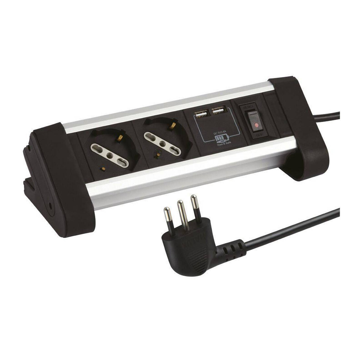 Alargador Zapatilla Para Escritorio 2 Tomas + 2 Puertos Usb 1