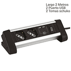 Alargador Zapatilla Para Escritorio 2 Tomas + 2 Puertos Usb 5