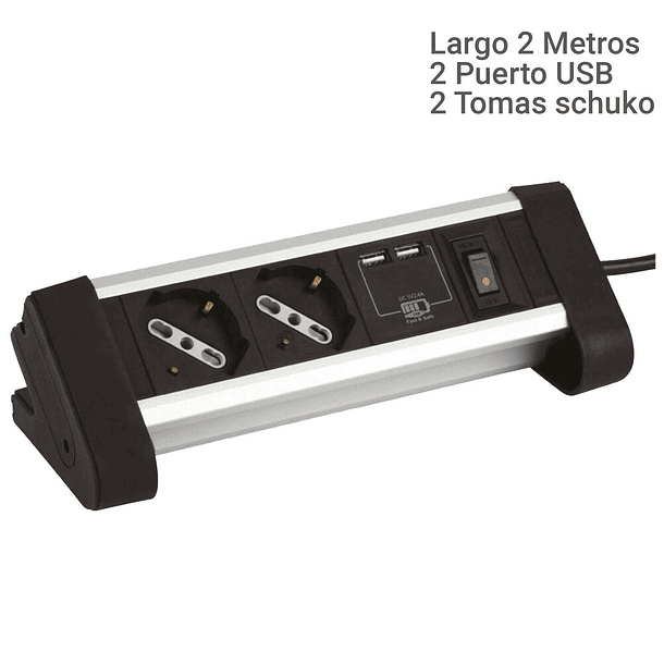 Alargador Zapatilla Para Escritorio 2 Tomas + 2 Puertos Usb 5
