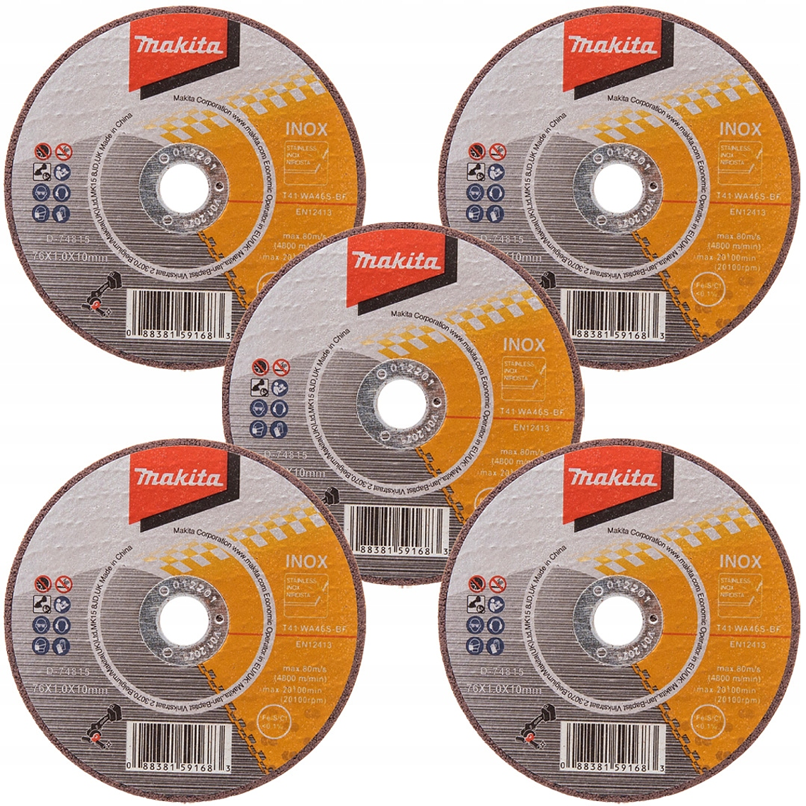 Set 5 Discos Abrasivos de Corte Makita 76x10 mm D-74815-5 5