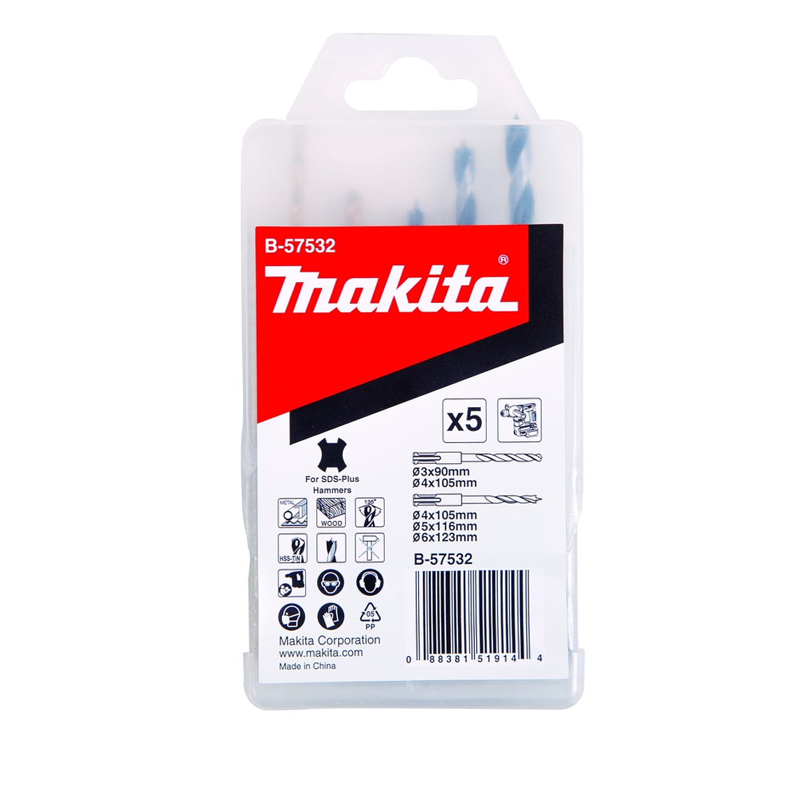 Juego De Brocas Sds-plus Para Madera Y Metal Makita B-57532 3