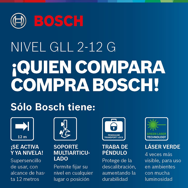Nivel Laser Verde Bosch Gll 2-12g De Lineas Cruzadas 12