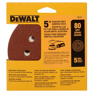 Set 5 Discos Lija Dewalt Dw4301 Grano 80