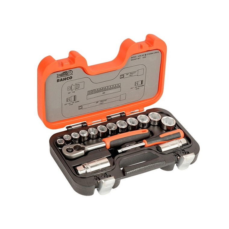 JUEGO DE DADOS DE 3/8 34 PZAS BAHCO S330 2