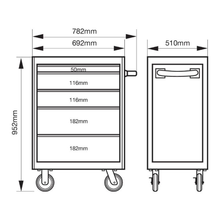 Carro Porta herramientas 5 cajones Bahco 1472K5 4