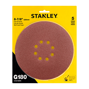 Disco lijador de pared de 180 granos con 5 uni.Stanley STA0180WS