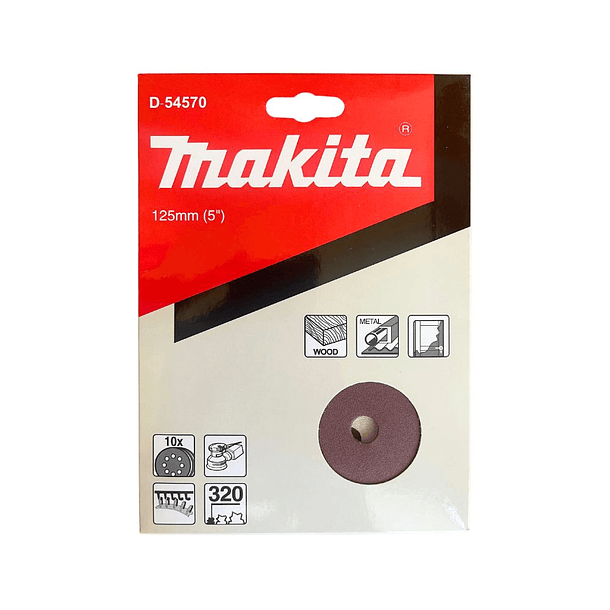 Discos Lija Con Velcro 125mm G320 10 Pzs Makita D-54570 3