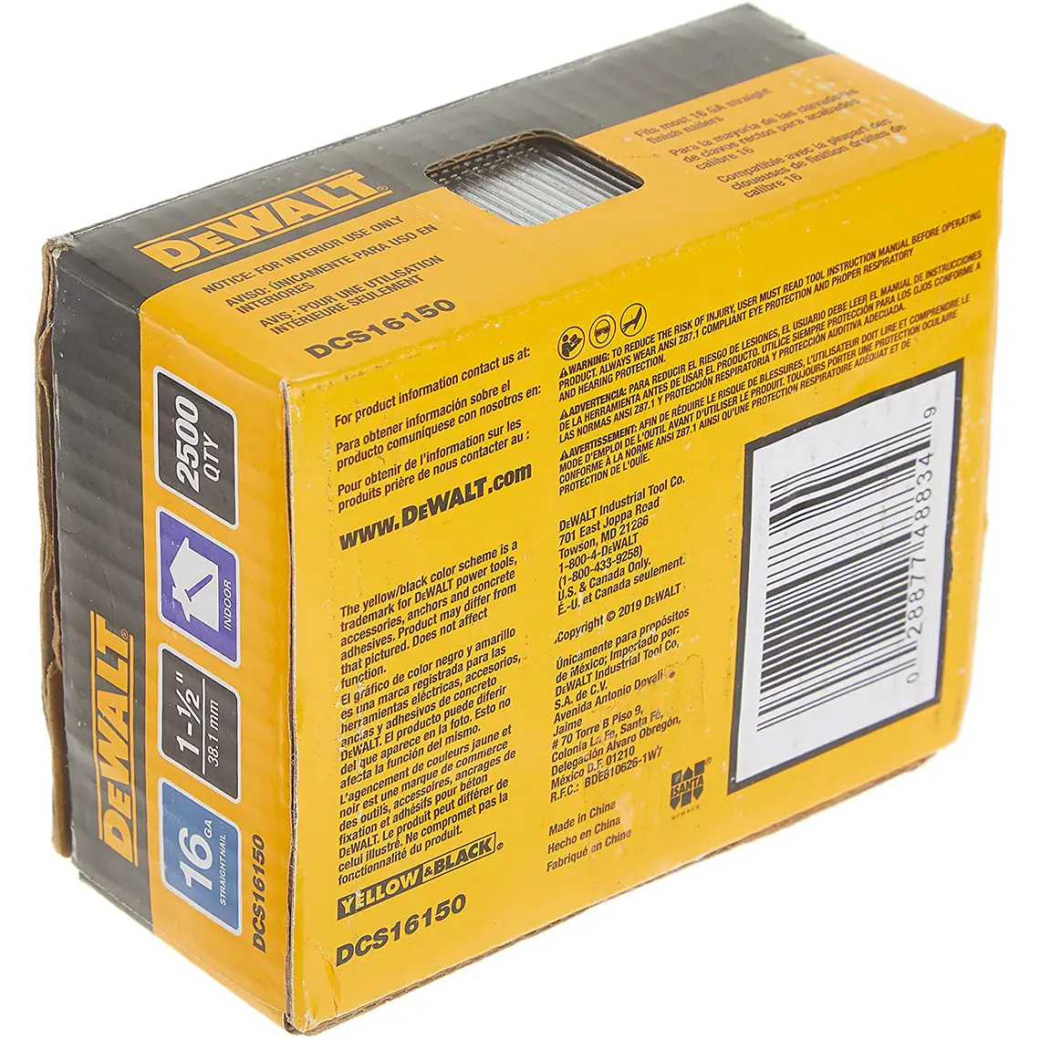 Caja De 2500 Clavos Rectos 1-1/2 Pulg 16ga Dewalt DCS16150 5