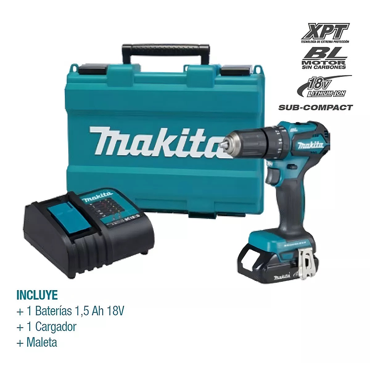Taladro Atornillador Percutor Inalámbrico Makita Dhp483sy 4