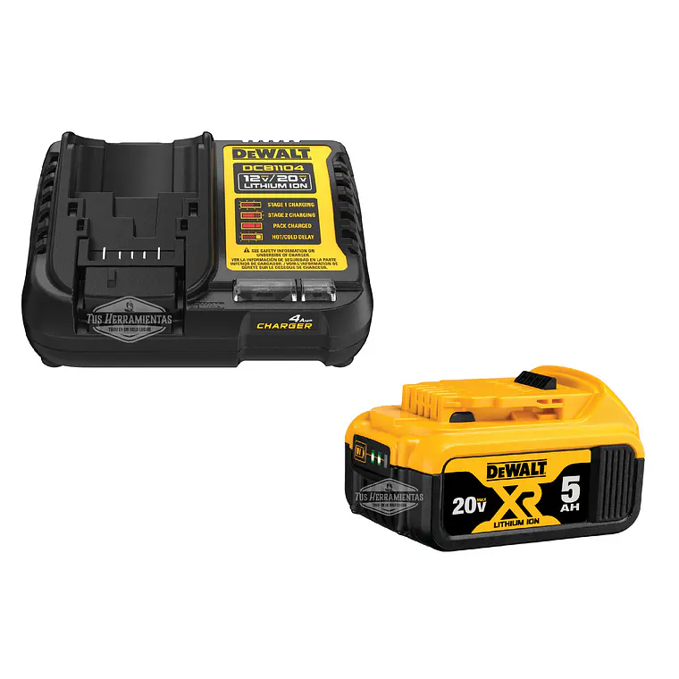 Kit Batería Xr 20v 5ah /  Cargador Rápido Dcb1104 Dewalt 1