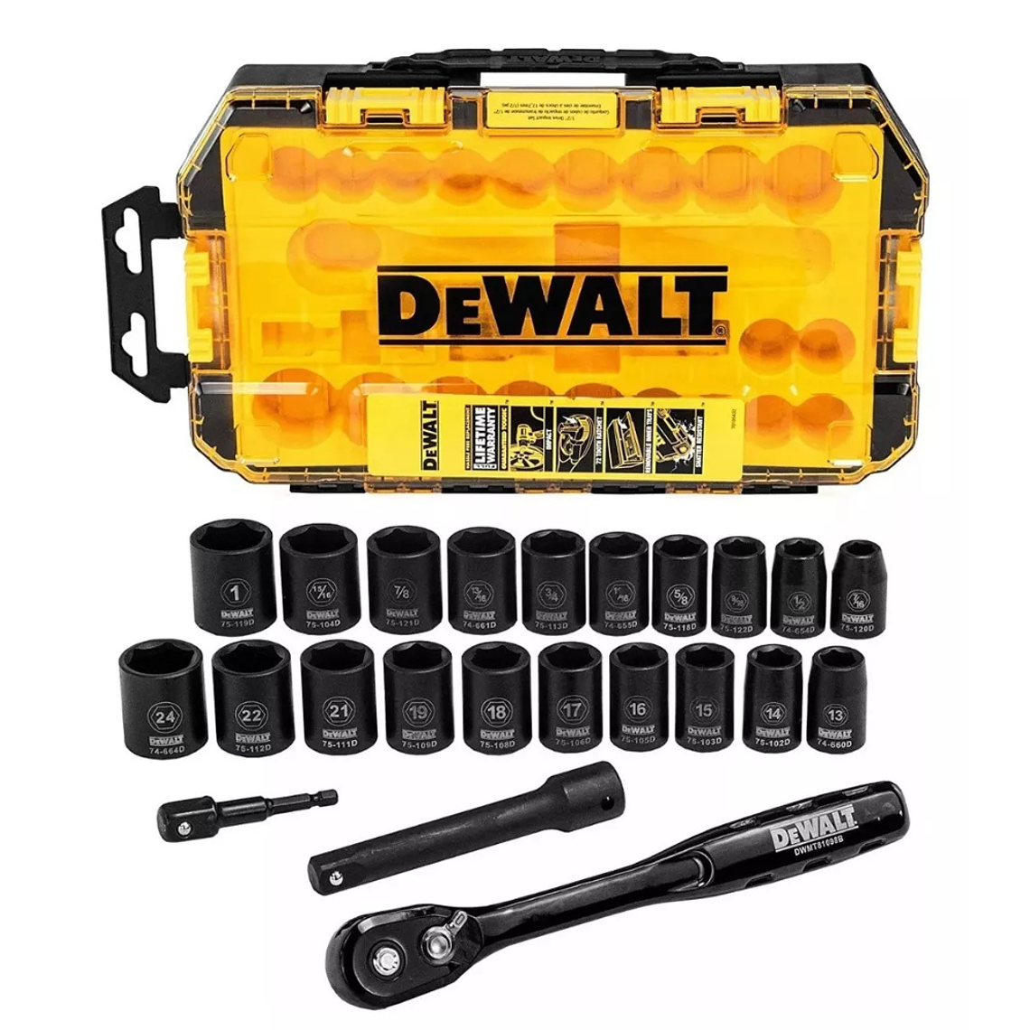 Set 23 piezas/dados impacto combinado 1/2” DEWALT DWMT74739 1