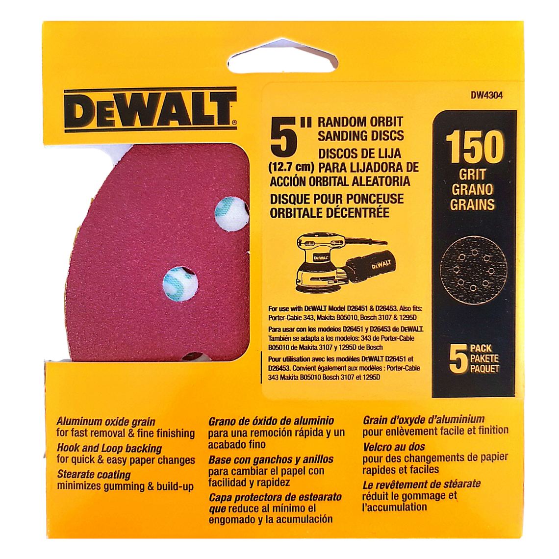 Set 5 Discos Lija Dewalt Dw4304 Grano 150 1