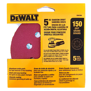 Set 5 Discos Lija Dewalt Dw4304 Grano 150
