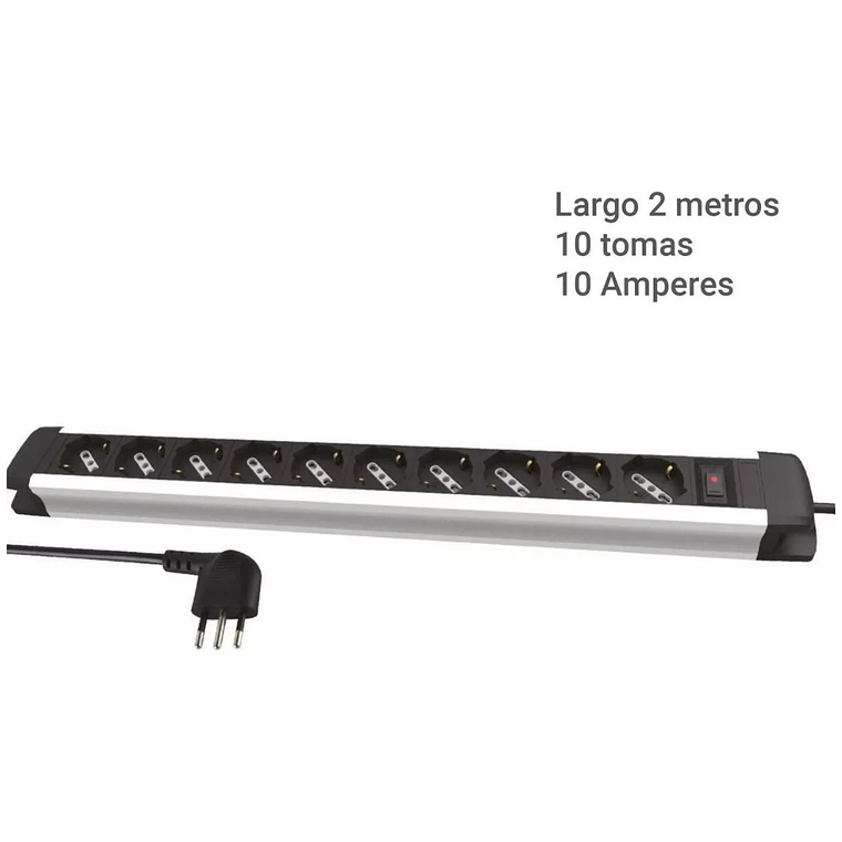 Zapatilla Alargador Profesional 10 Tomas Schuko Cable 2mts 6