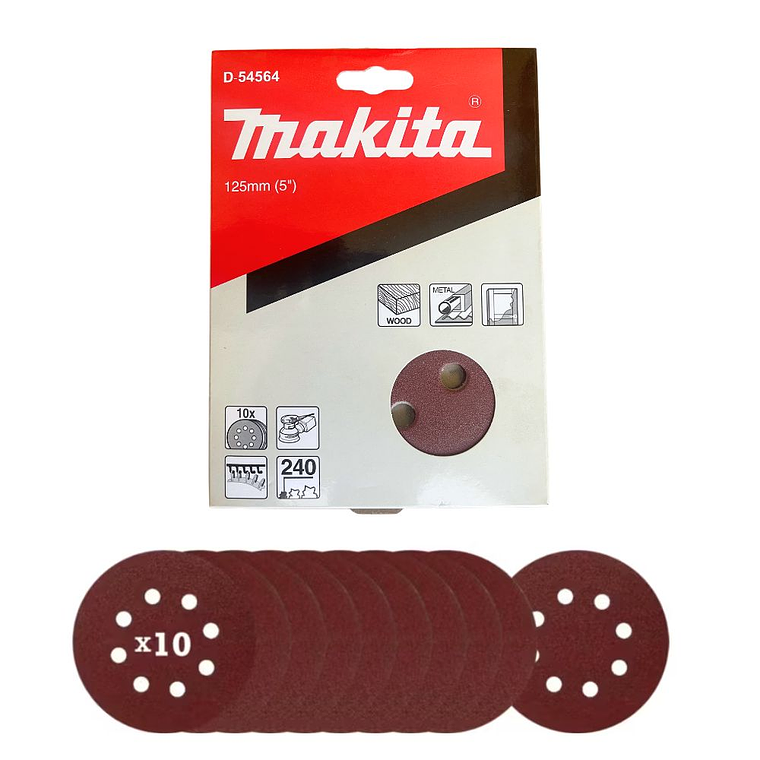 Discos Lija Con Velcro 125mm G240 10 Pzs Makita D-54564 1