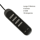 Alargador 2 USB 4 Toma(s) 3 m Negro 4