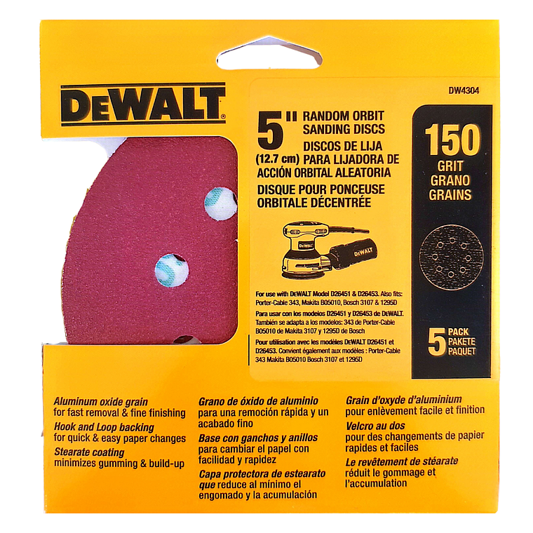 Set 5 Discos Lija Dewalt Dw4304 Grano 150 2