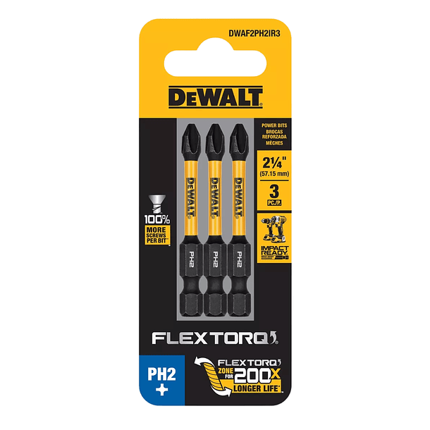 Set 3 Puntas Phillips 2-1/4 Nº1 Flextorq Dewalt Dwaf2ph1ir3 4