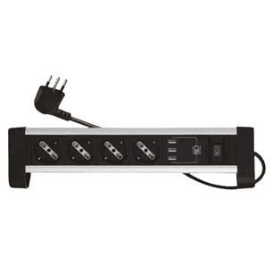 Alargador Zapatilla Para Escritorio 4 Tomas + 3 Puertos Usb