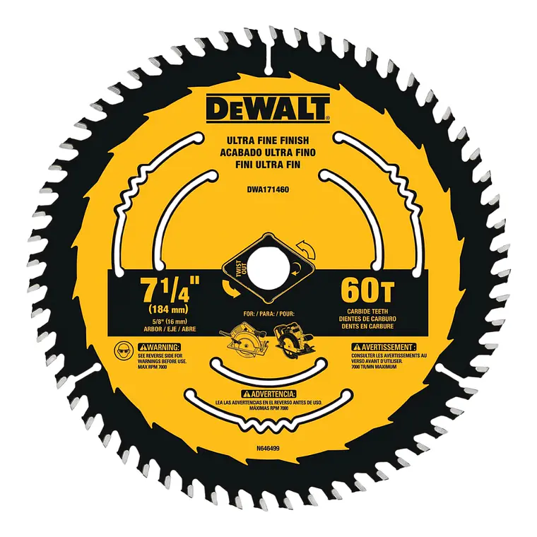Disco De Sierra 7-1/4'' 60t Corte Fino Dewalt DWA171460 1