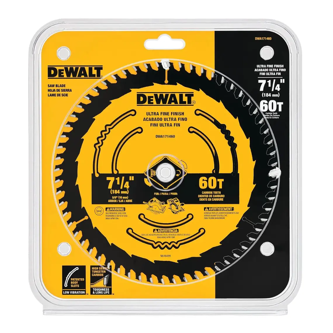 Disco De Sierra 7-1/4'' 60t Corte Fino Dewalt DWA171460 2