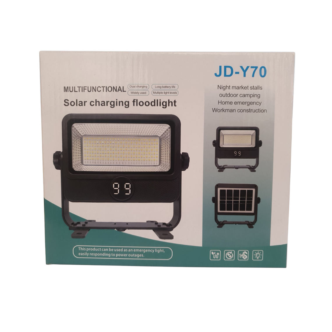 Proyector Solar 10w Led Con Usb Negro Luz Dia/calida/rb 6