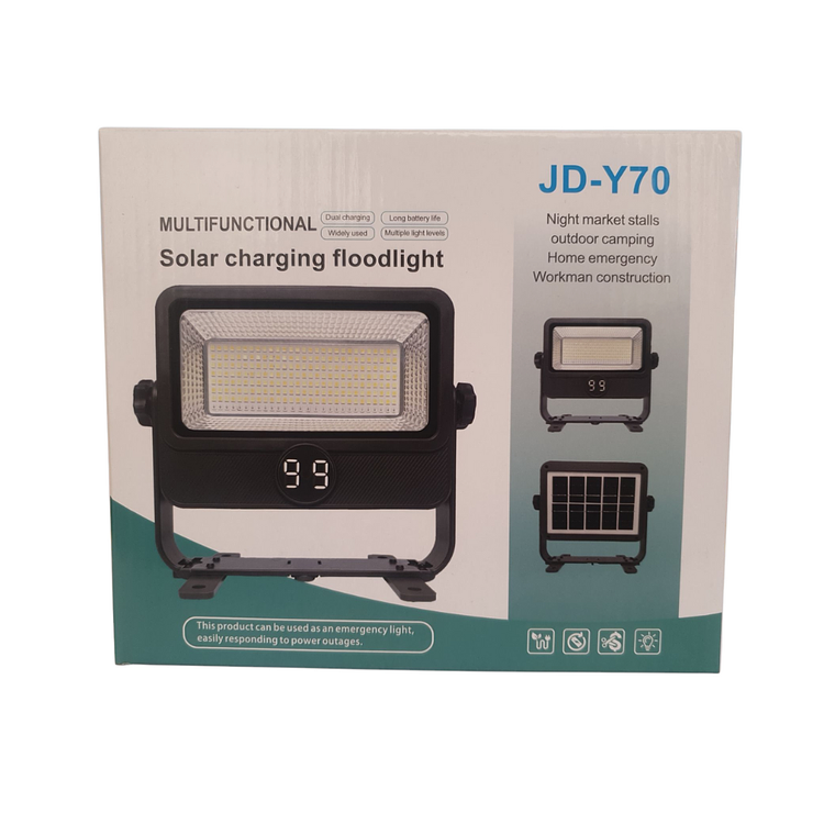 Proyector Solar 10w Led Con Usb Negro Luz Dia/calida/rb 6