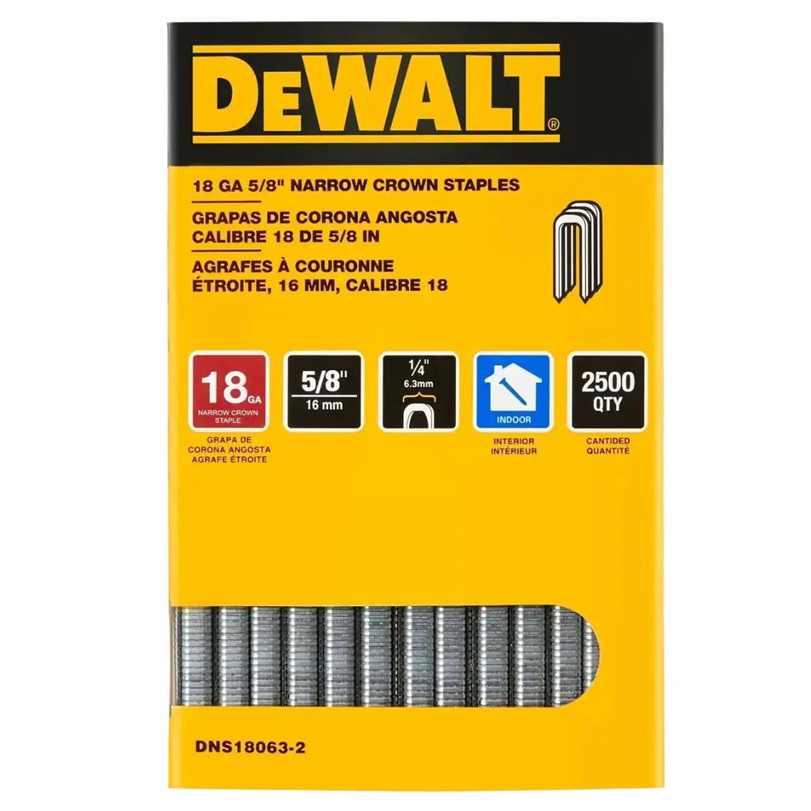 Grapas Cabeza Angosta 2500un 5/8 X1/4 Dewalt Dns18063-2 1