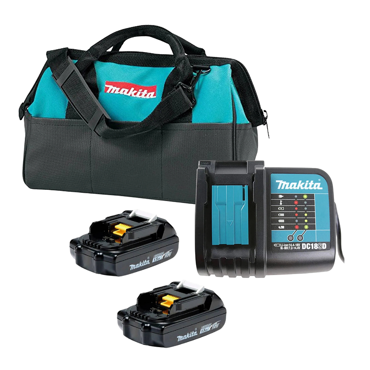 Kit 2 Baterias 18v 1.5ah Makita BL1815N + Cargador Con Bolso 1