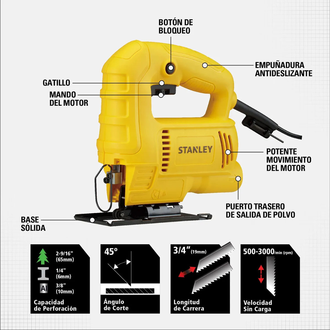 Sierra Caladora 450w + Lijadora Orb. 240w Stanley SJ45-SS24 2