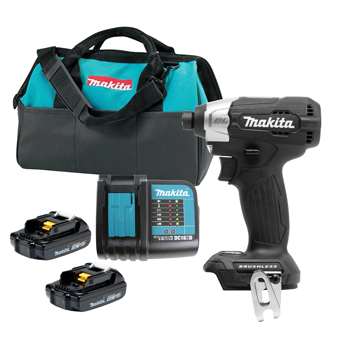 Atornillador Impacto BL 18v 140 Nm Makita Dtd157 + 2Bat/Carg 1