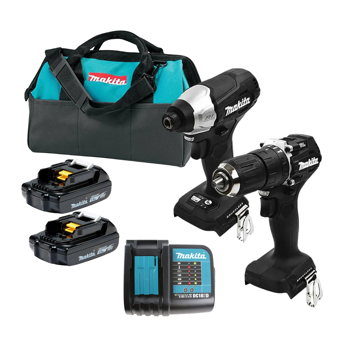 Kit Inalámbrico 18V Taladro + Atornillador Makita DLX2414X7B 1