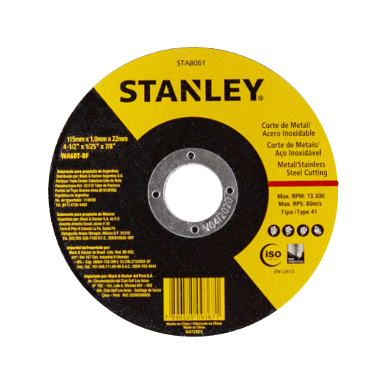 Caja 25und Disco Corte 4 1/2 X 1.0mm Stanley STA8061 1