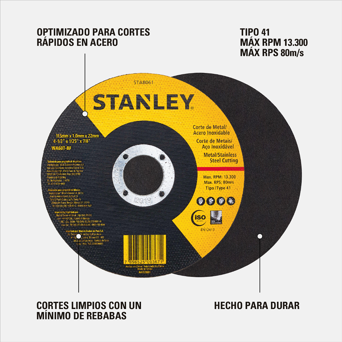 Caja 25und Disco Corte 4 1/2 X 1.0mm Stanley STA8061 4