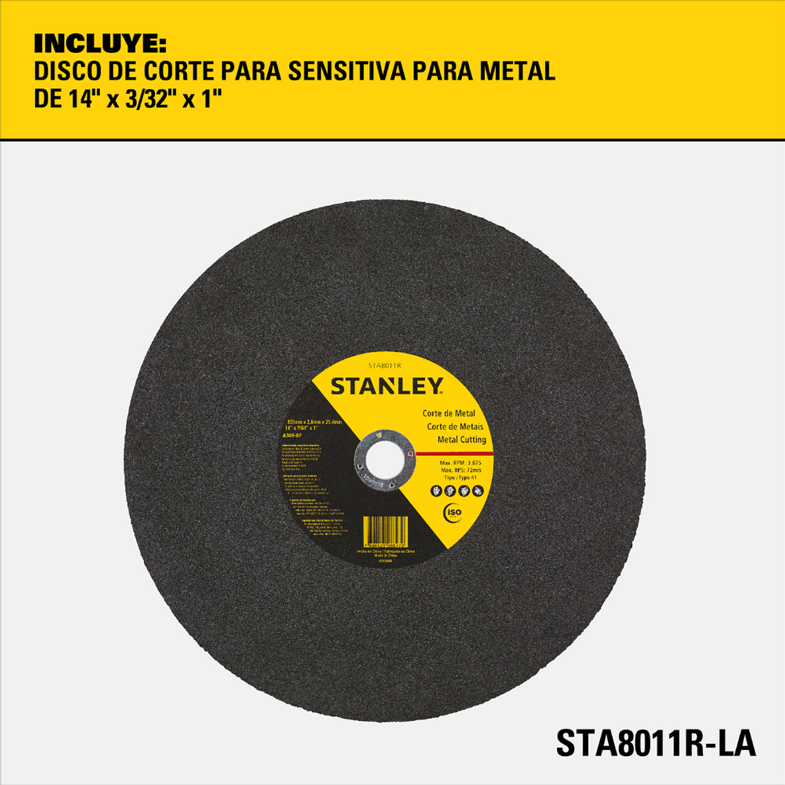 Caja 10Und. Disco Corte Metal 14 Eje 1 Stanley Sta8011R-LA 3