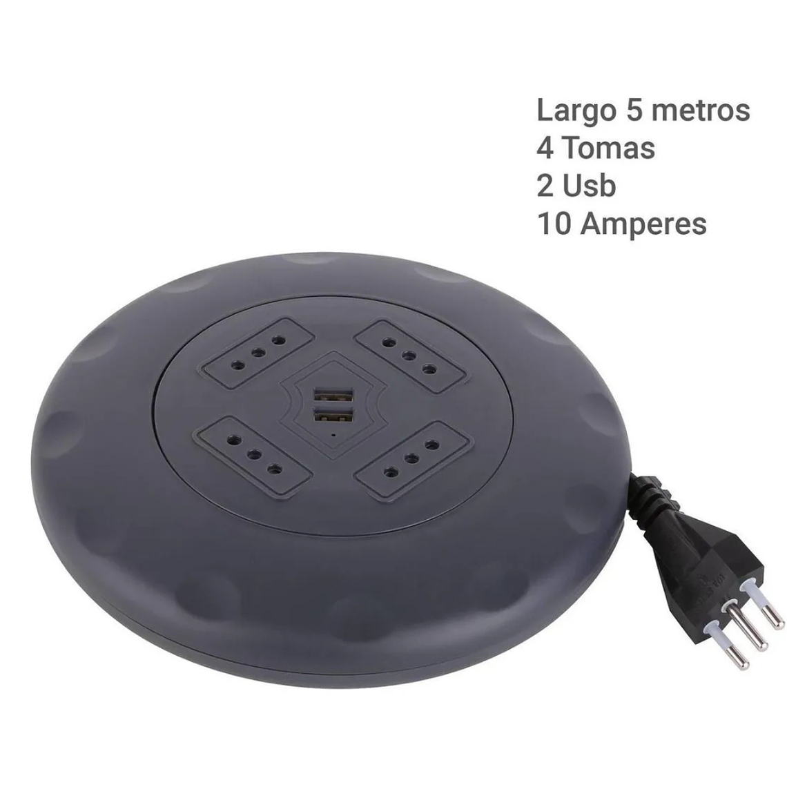 Alargador retráctil 4 tomas 5 m + 2 USB Negro 3