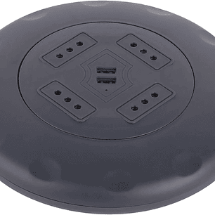 Alargador retráctil 4 tomas 5 m + 2 USB Negro