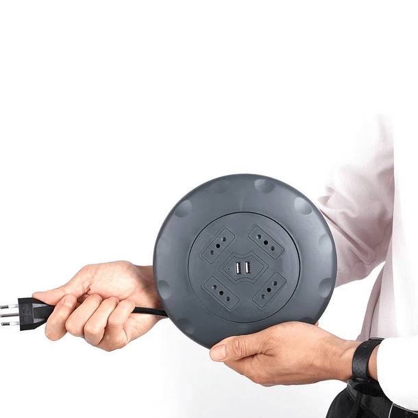 Alargador retráctil 4 tomas 5 m + 2 USB Negro 4
