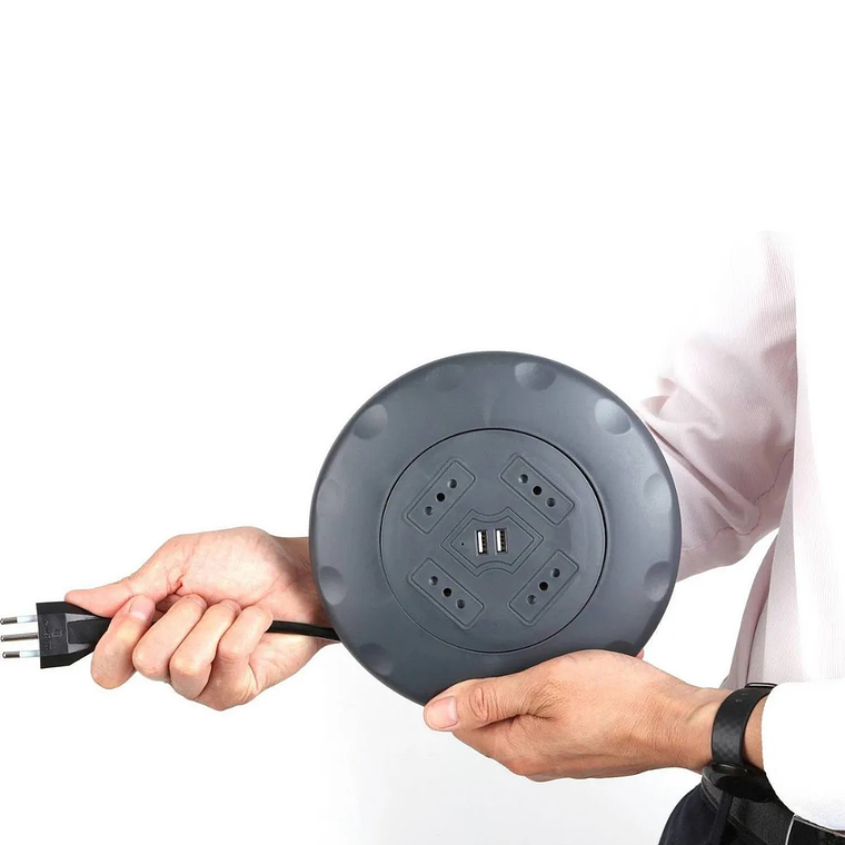 Alargador retráctil 4 tomas 5 m + 2 USB Negro 4