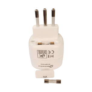 Adaptador Schuko Blanco Con Proteccion y Fusible Electraline