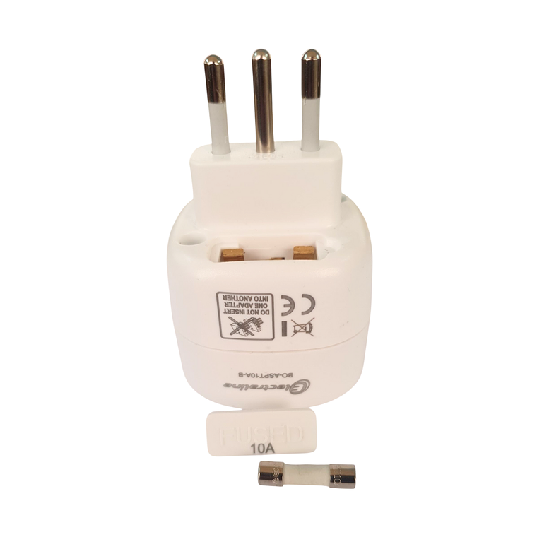 Adaptador Schuko Blanco Con Proteccion y Fusible Electraline 1