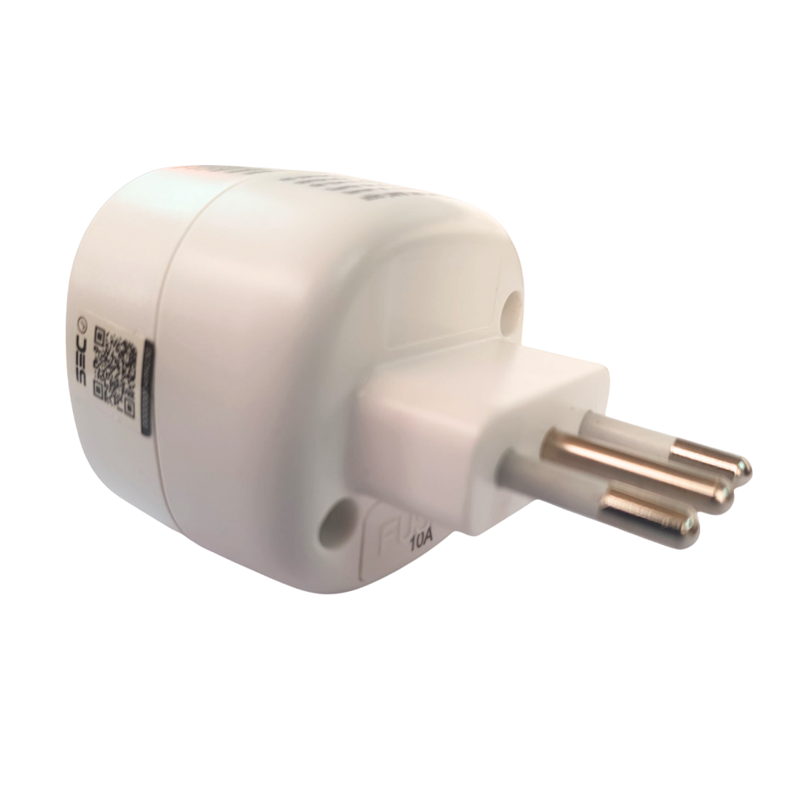 Adaptador Schuko Blanco Con Proteccion y Fusible Electraline 2