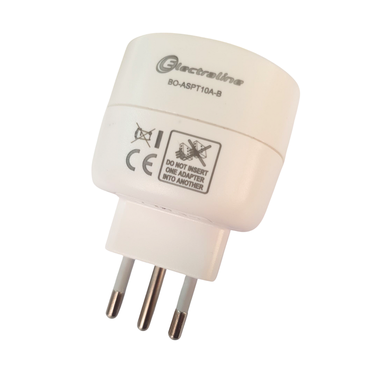 Adaptador Schuko Blanco Con Proteccion y Fusible Electraline 3